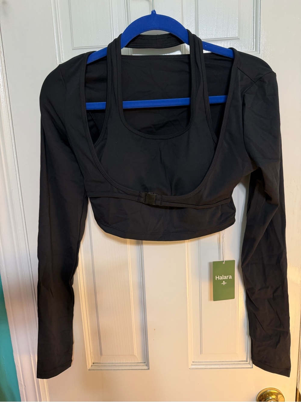NWT Halara SoftlyZero™ Halter Long Sleeve 2-in-1 Cropped Top - Medium, $28